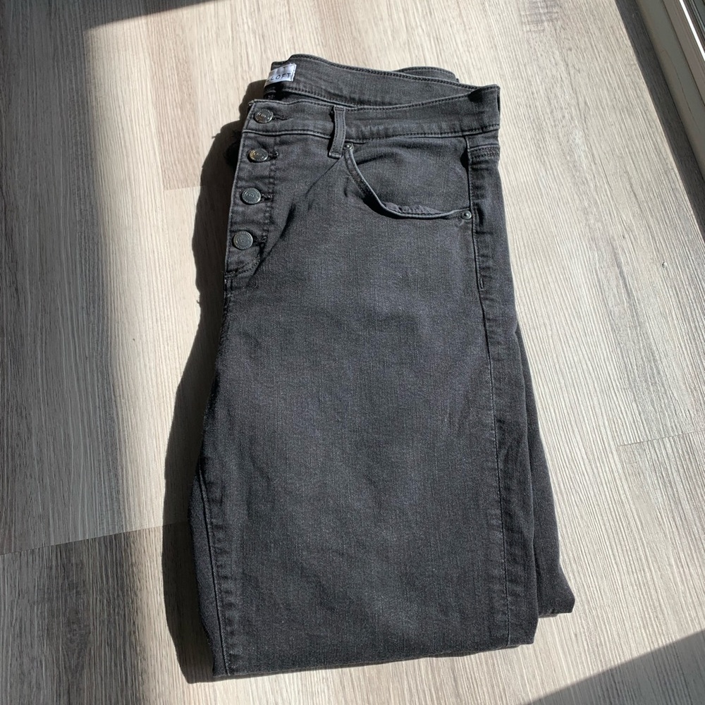 LOFT Black Button-up Raw Hem Skinny Jeans Size 14